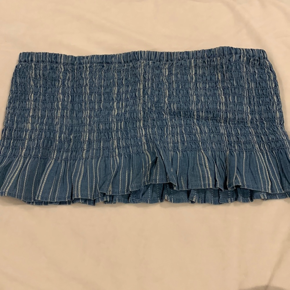 American Eagle, M, rouched crop top blue